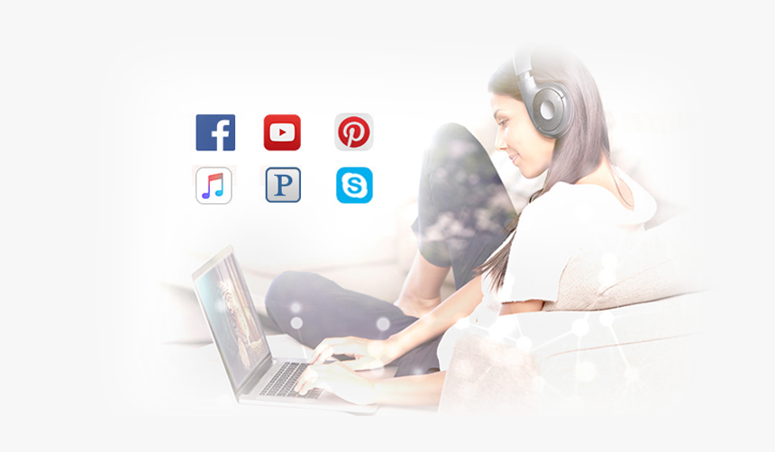 Woman With Headphones Using A Tablet - Wordpress, HD Png Download, Free Download