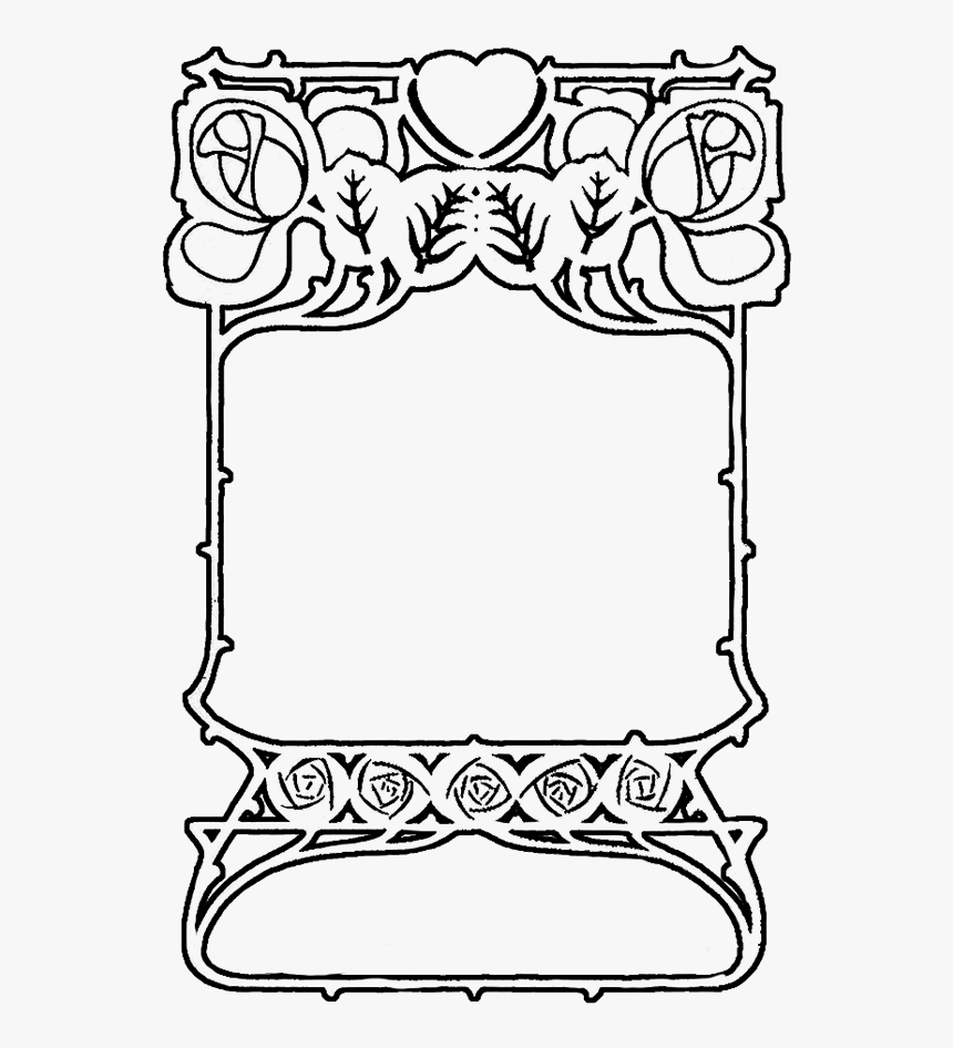 Art Nouveau Frame To Color - Line Art, HD Png Download, Free Download