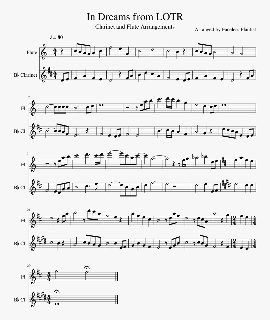 In Dreams From Lotr Sheet Music For Flute, Clarinet - Amazing Grace Alto Recorder Sheet Music, HD Png Download, Free Download