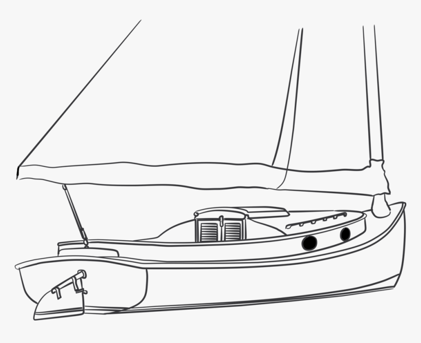 Line Art,watercraft,catketch - Barca A Vela Con Mitore Disegno, HD Png Download, Free Download