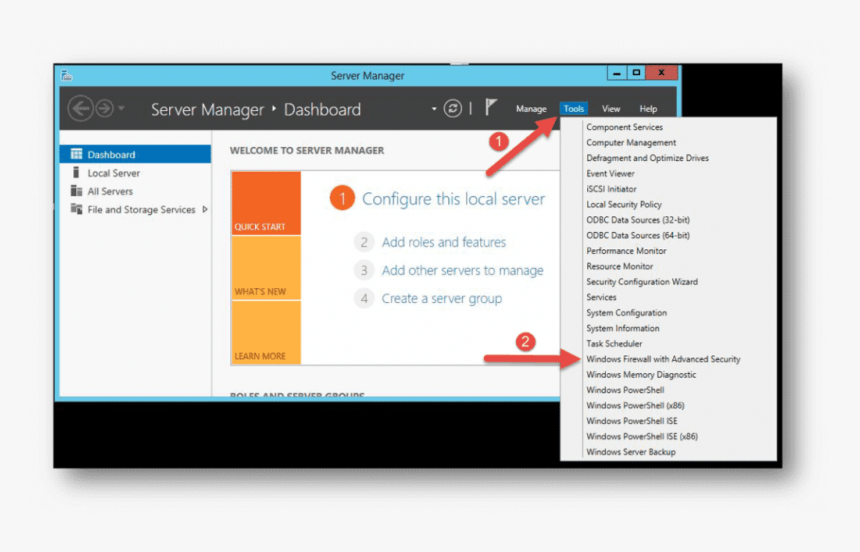 Server Manager Dashboard - Iscsi Initiator Windows 2016, HD Png Download, Free Download