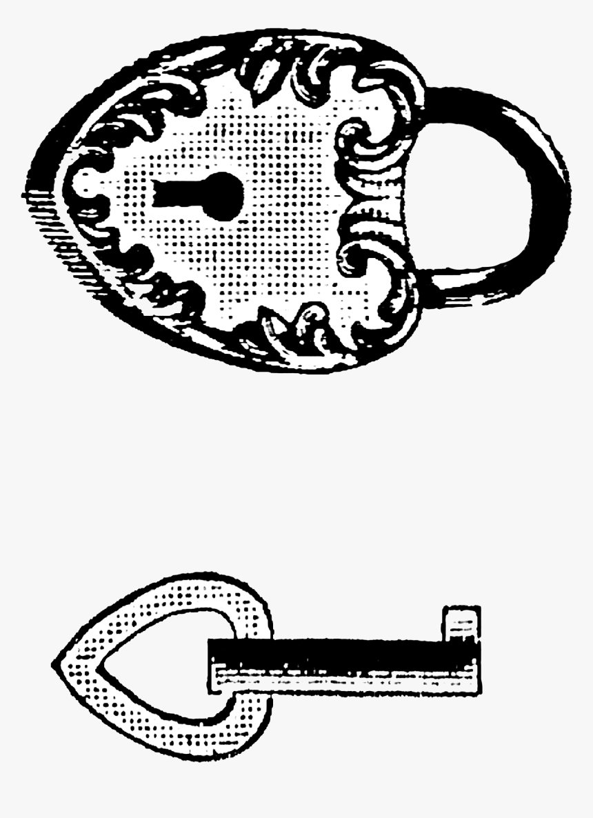 1432 Heart Key Lock Victorian Era Free Vintage Clip - Portable Network Graphics, HD Png Download, Free Download