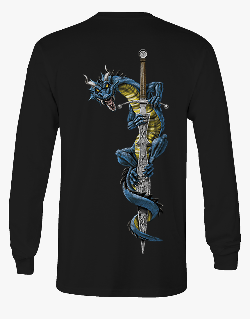 Long Sleeve Tshirt Dragon Knight Sword Shirt For Men - T-shirt, HD Png Download, Free Download