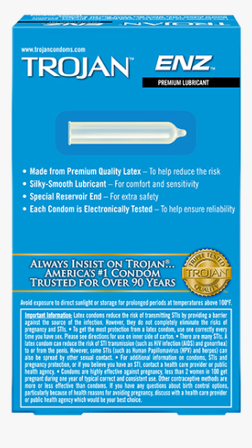 Trojan Enz Lubricated Condoms 3 Counts, HD Png Download, Free Download