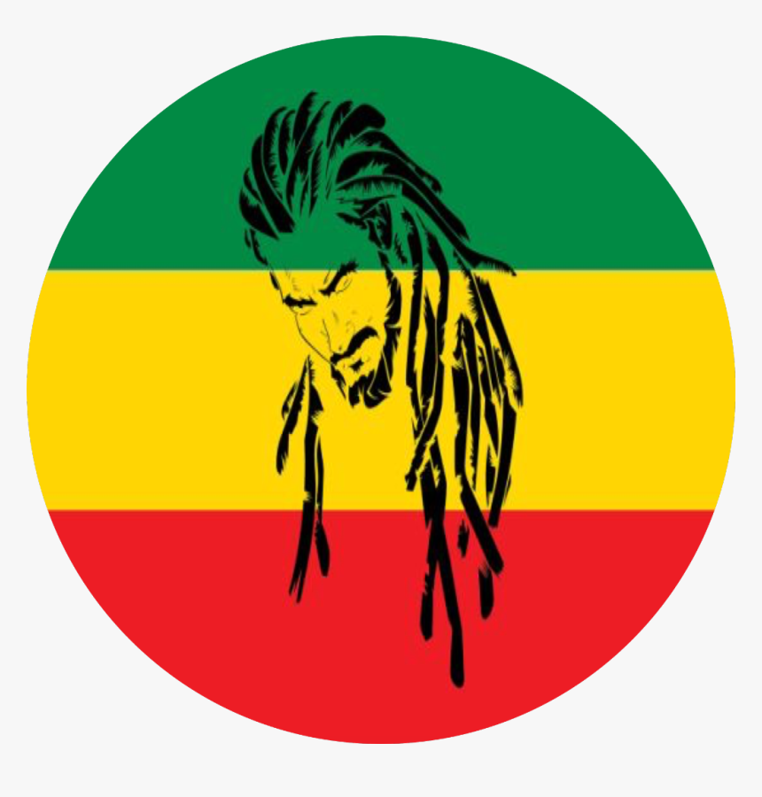 #rasta #rastafari #reggae #green #red #yellow #circle - Lion With Dreads Silhouette, HD Png Download, Free Download