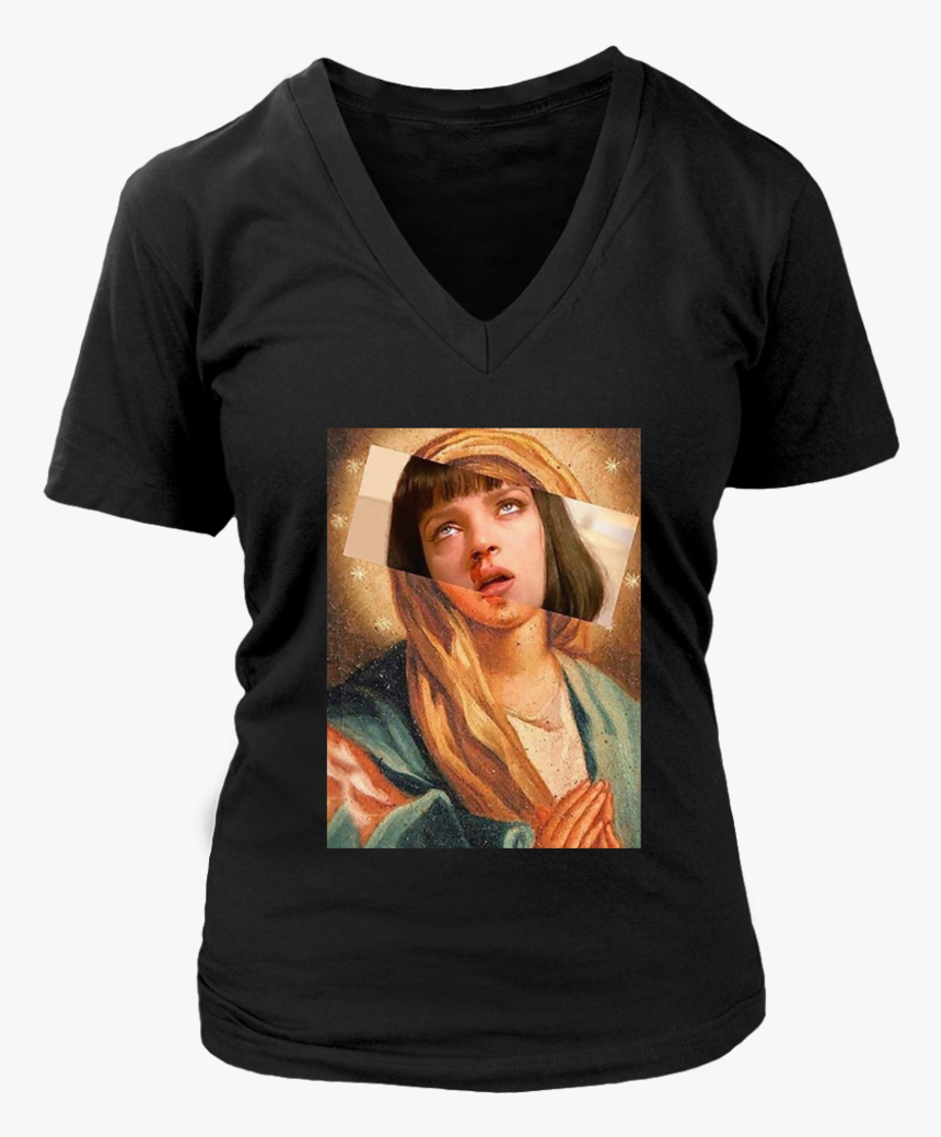 Pulp Fiction Virgin Mary Mia Wallace T-shirt - Thurman Pulp Fiction Overdose, HD Png Download, Free Download