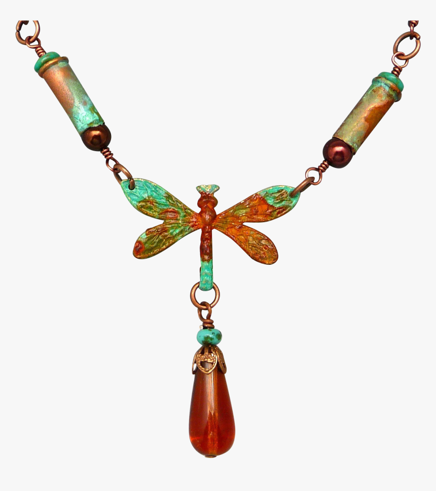 Rustic Patina Dragonfly Bullet Shell Necklace - Necklace, HD Png Download, Free Download