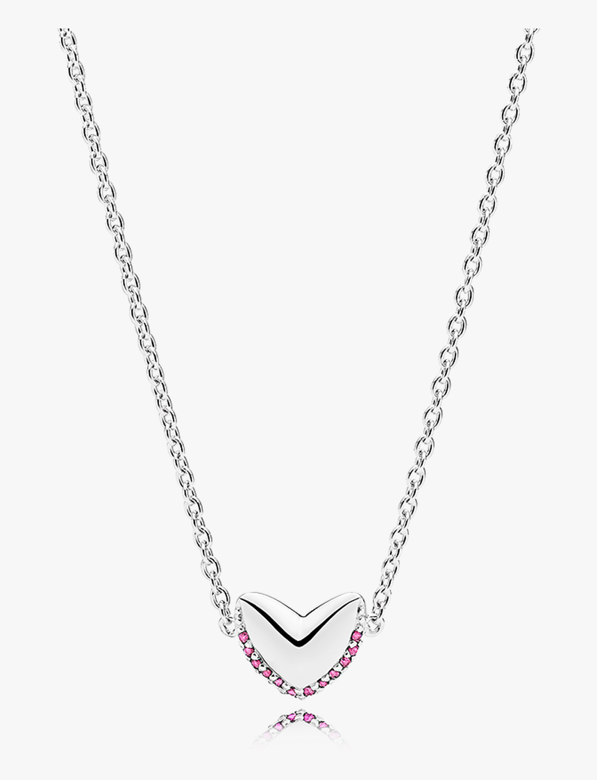 Heart Necklace In 925 Sterling Silver With Pink Sapphires - Pandora Necklace 2 Hearts, HD Png Download, Free Download