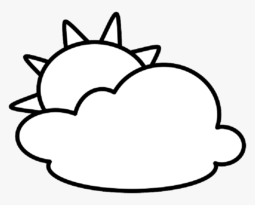 Sun And Clouds Clipart Black And White , Png Download - Sunny Clipart Black And White, Transparent Png, Free Download