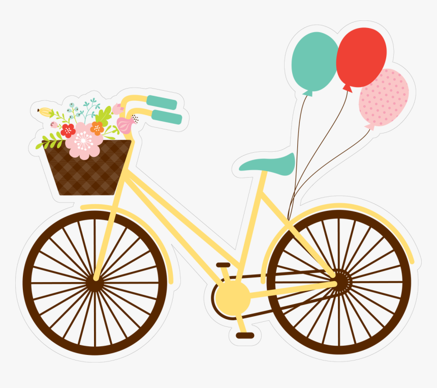 Bike With Balloons Print & Cut File - Bike Illustration, HD Png Download, Free Download