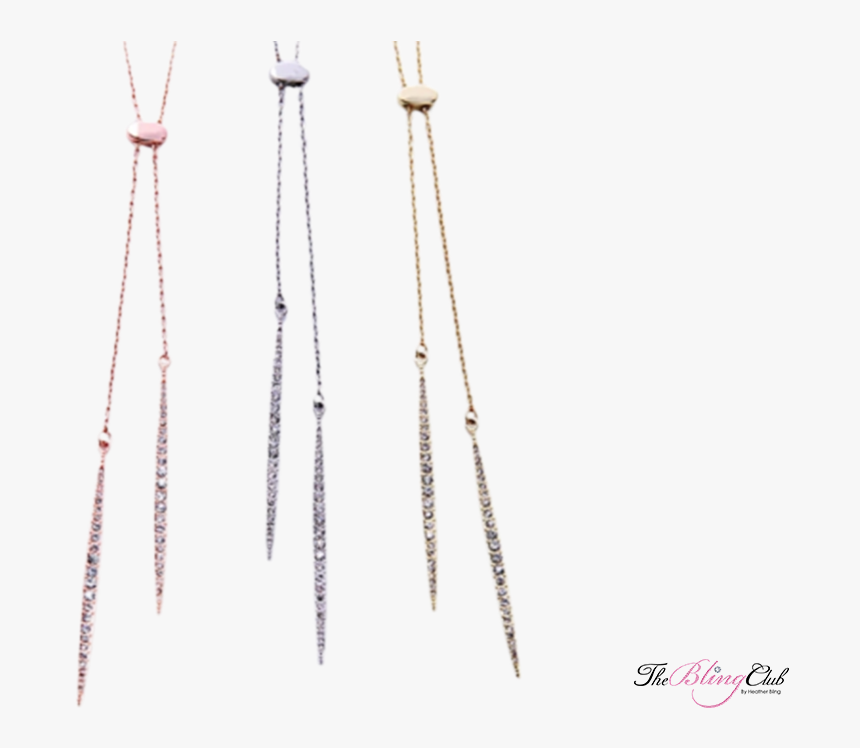 The Bling Club Long Spike Crystal Necklace Silver Gold - Earrings, HD Png Download, Free Download