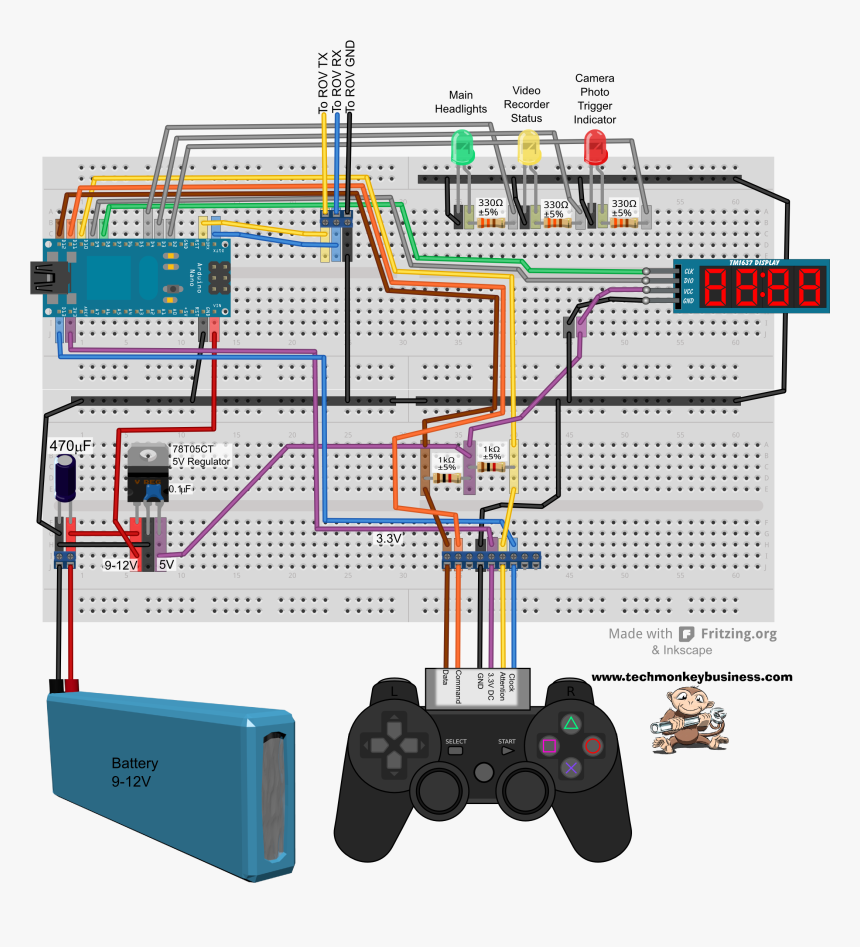 Topside Circuit Breadboard Layout - Rov Arduino, HD Png Download, Free Download