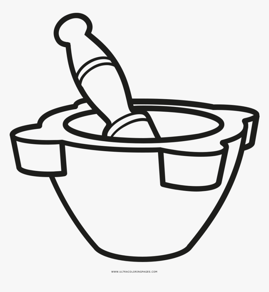 Mortar And Pestle Coloring Page - Drawing, HD Png Download, Free Download