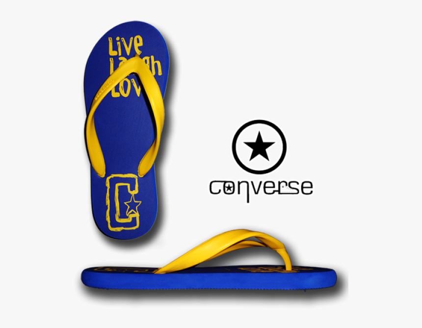 ~converse Live Laugh Love Blue Yellow Flip Flops - Converse, HD Png Download, Free Download