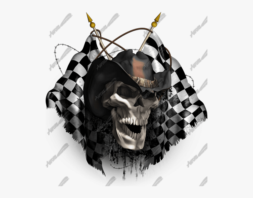 Skull With Checkered Flags, HD Png Download, Free Download