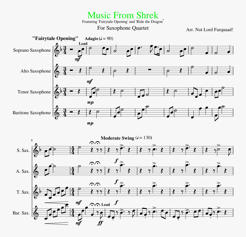 Music From Shrek Sheet Music Composed By Arr - Kim Possible Piano Sheet Music, HD Png Download, Free Download
