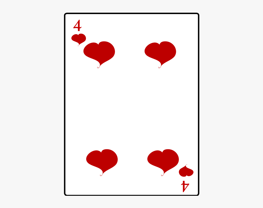 Four Of Hearts Playing Card Vector Illustration - Karta Do Gry Szablon, HD Png Download, Free Download