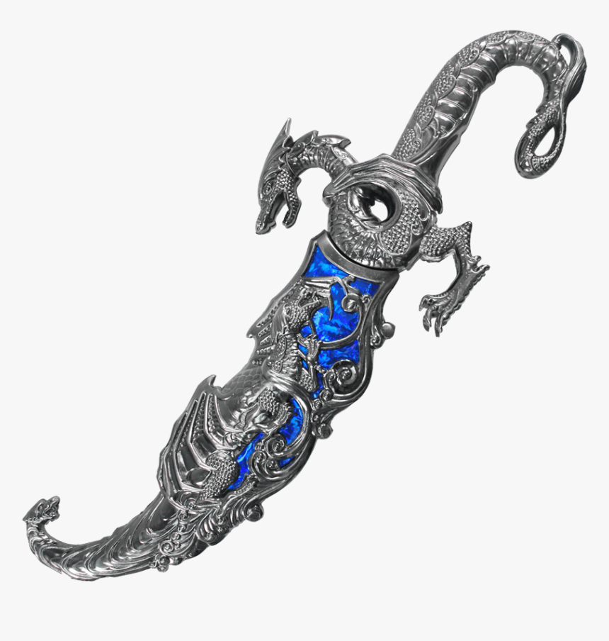 Ornate Dragon Dagger With Blue Scabbard - Dragon Dagger, HD Png Download, Free Download