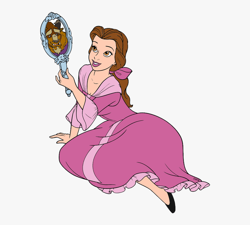 Mirror Clipart Beauty And The Beast - Princess Looking In Mirror, HD Png Download, Free Download