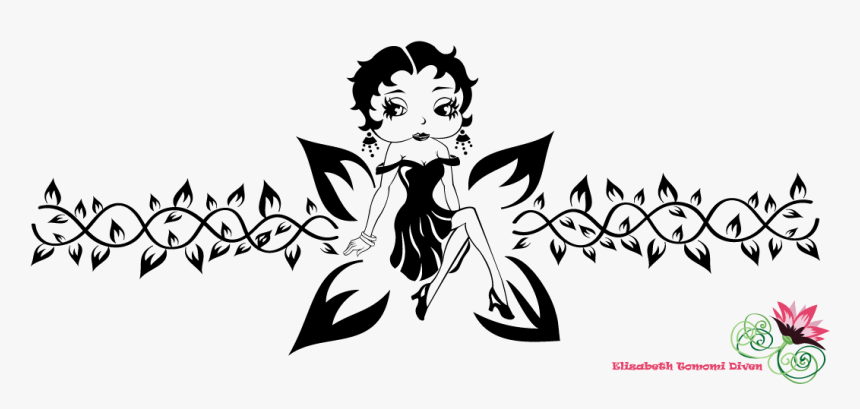 Betty Boop And Butterfly Tattoo Design - Betty Boop Tattoo Designs, HD Png Download, Free Download