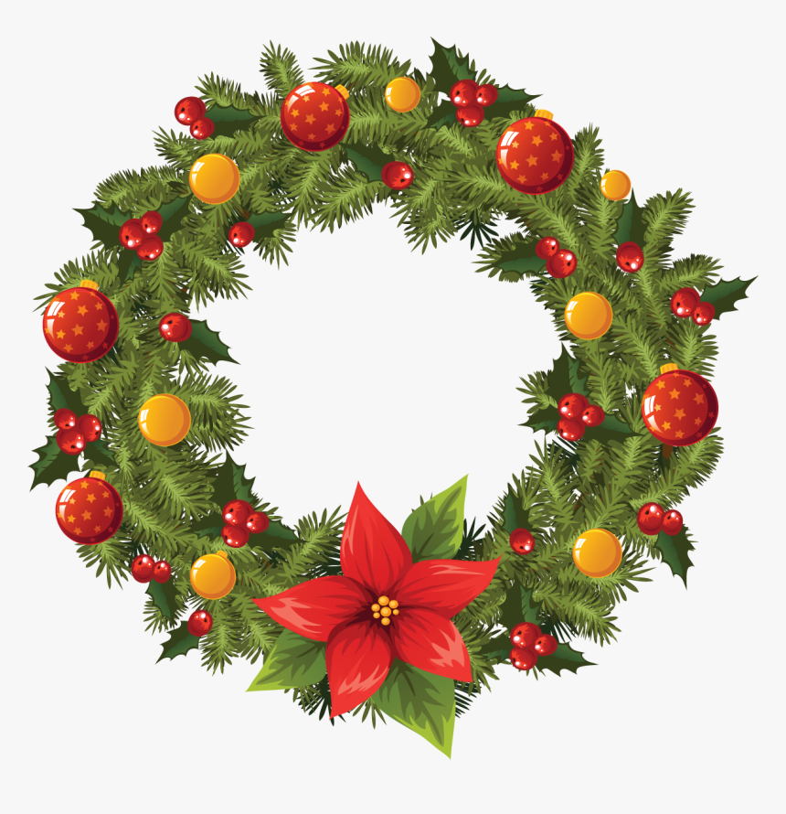 Christmas Wreath Garland Clip Art - Christmas Wreath Garland Png, Transparent Png, Free Download