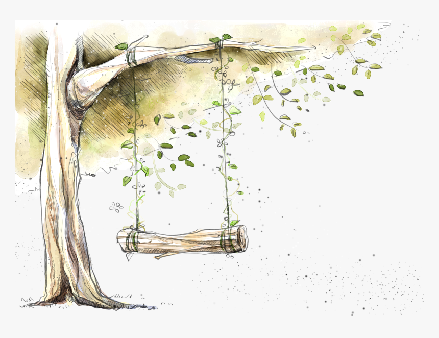 Designer Tree Hand Painted Trees Transprent Png - Transparent Tree Swing Png, Png Download, Free Download