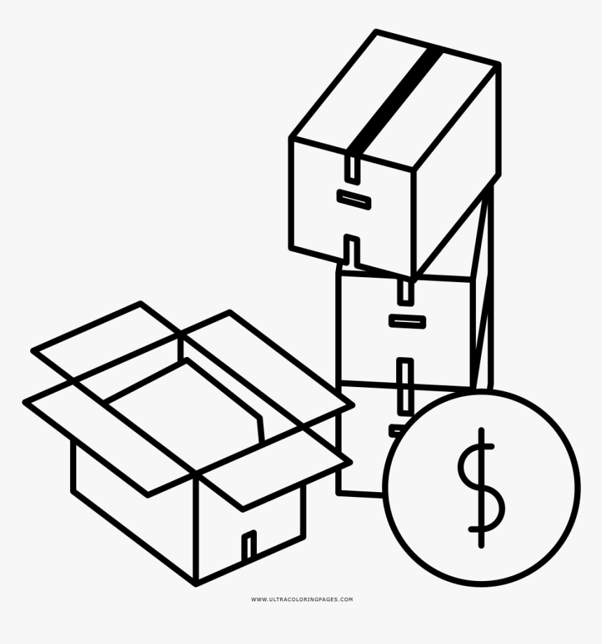 Moving Boxes Coloring Page - Coloring Book, HD Png Download, Free Download