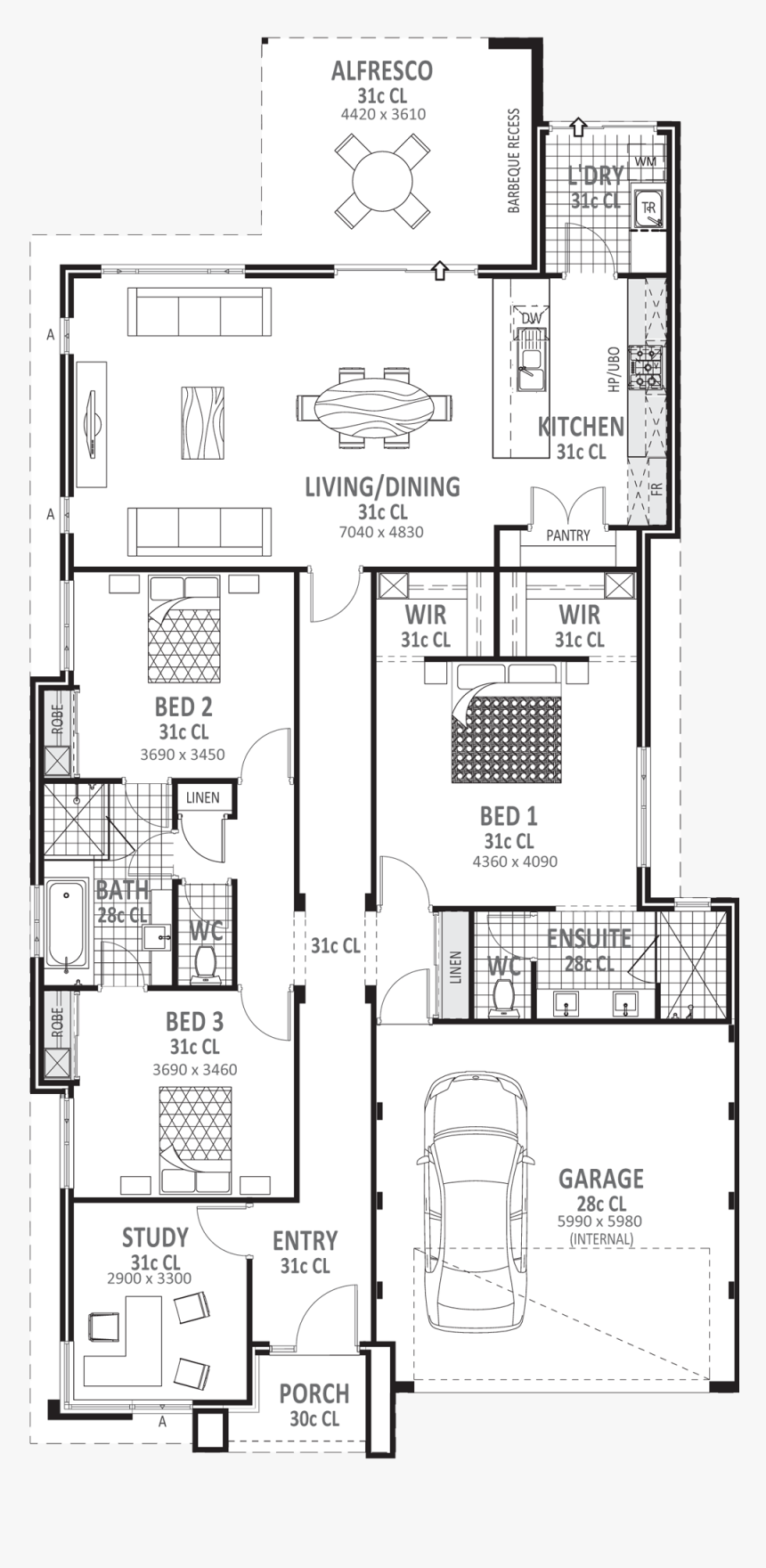 Floor Plans Png 3 Bed House Plan, Transparent Png kindpng