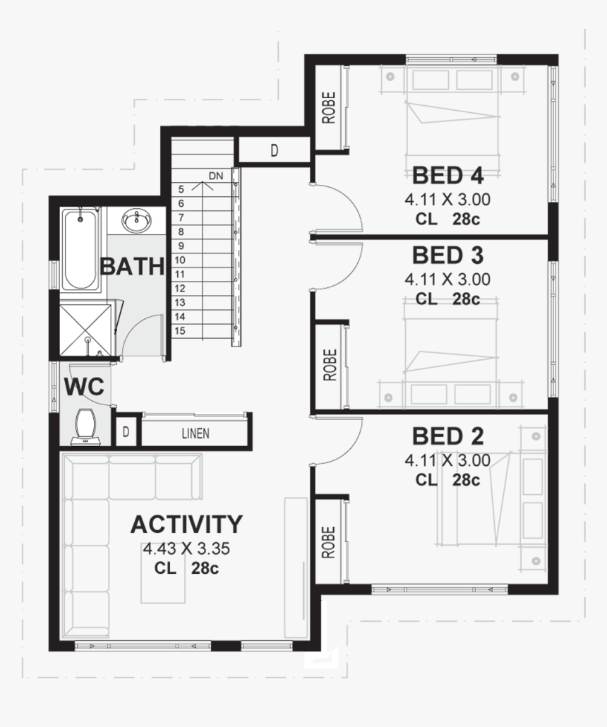 The Byron Floor Plan 2 House Plan Designs Double Storey - Floor Plan, HD Png Download, Free Download