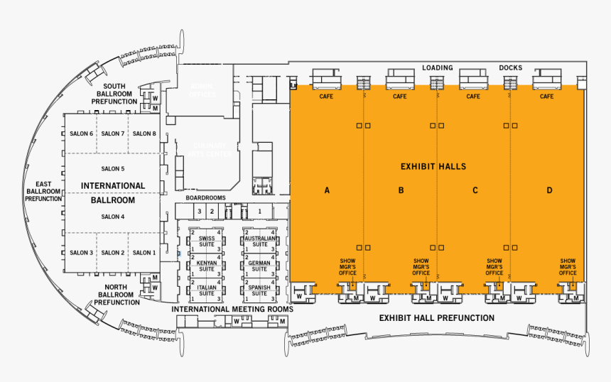 Floorplan - Exhibit Halls - Layout Convention Center Floor Plan, HD Png Download, Free Download