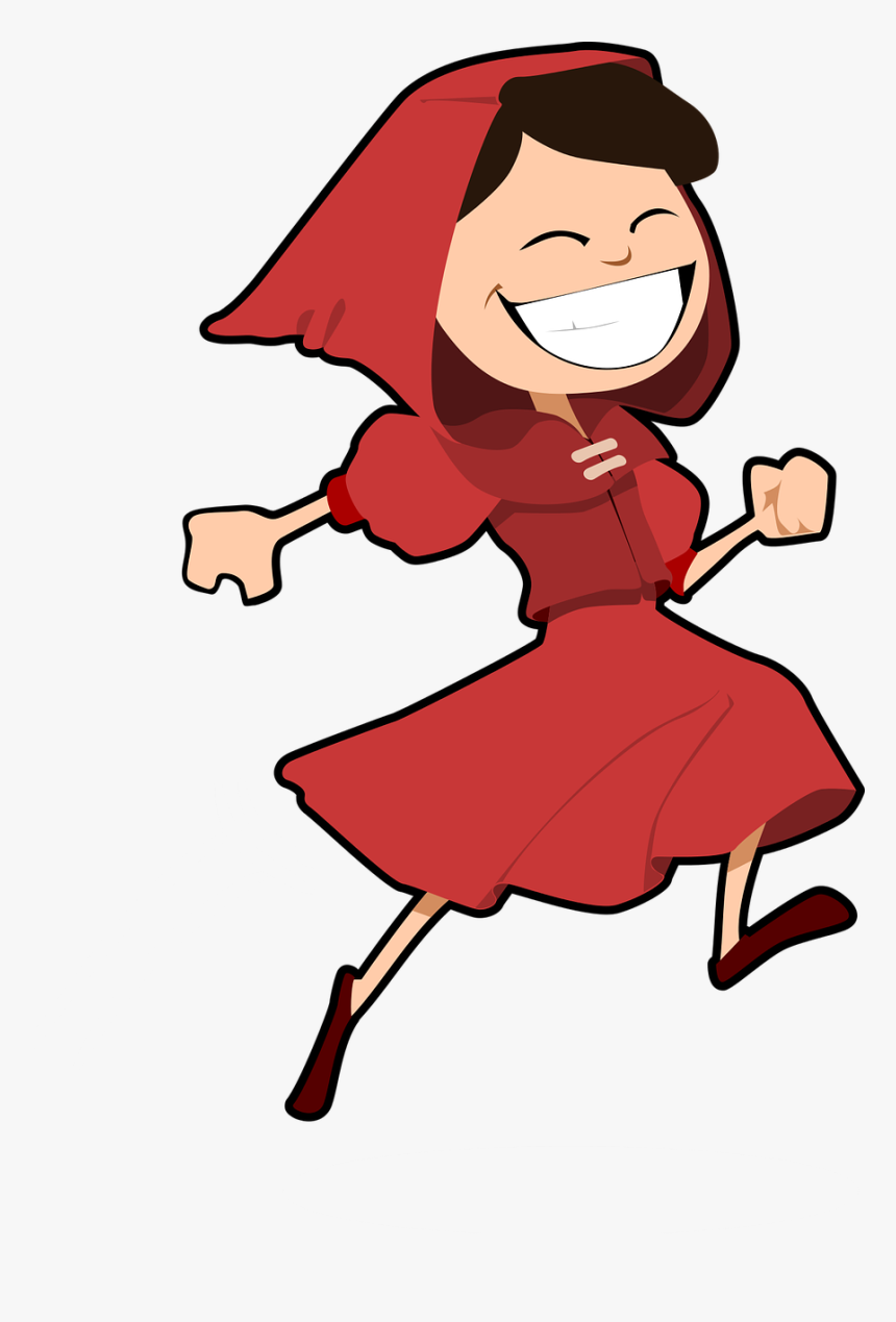 Happy Clip Woman - Little Red Riding Hood Skipping, HD Png Download, Free Download