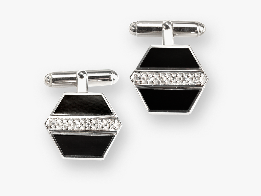 Nicole Barr Designs Sterling Silver Hexagon Cufflink-black - Silver, HD Png Download, Free Download