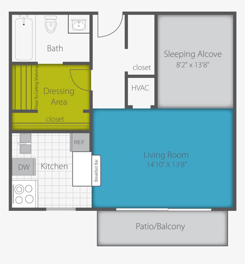 Studio Renovated Floor Plan - Floor Plan, HD Png Download, Free Download