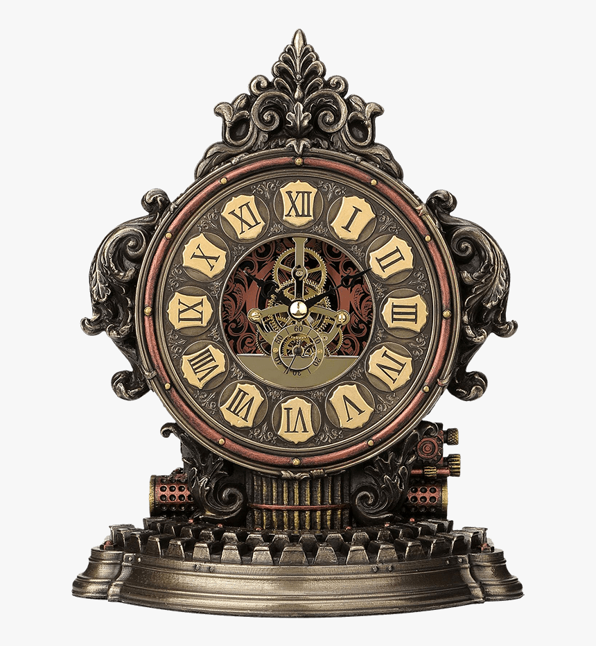 Classic Steampunk Mantle Clock - Clock, HD Png Download, Free Download