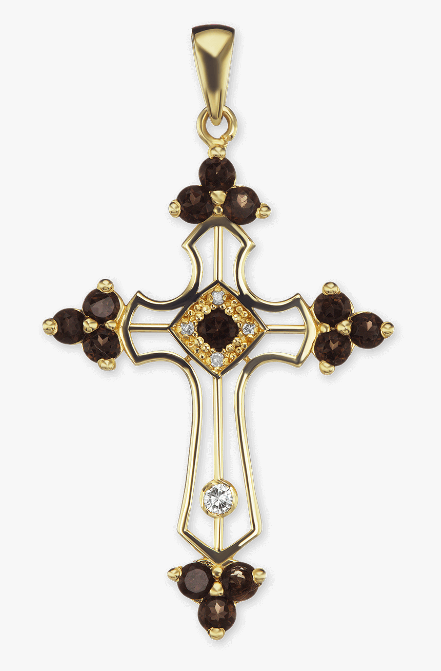14k Yellow Gold Filigree Cross Pendant With Diamonds - Argint Cu Chihlimbar, HD Png Download, Free Download