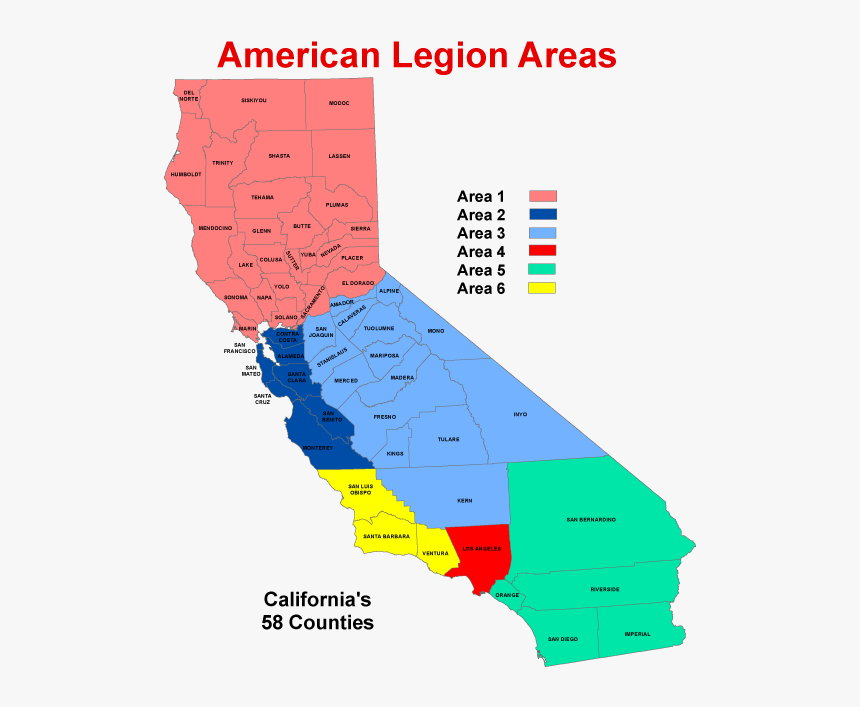 Areas & Counties - American Legion 6 Area California, HD Png Download, Free Download