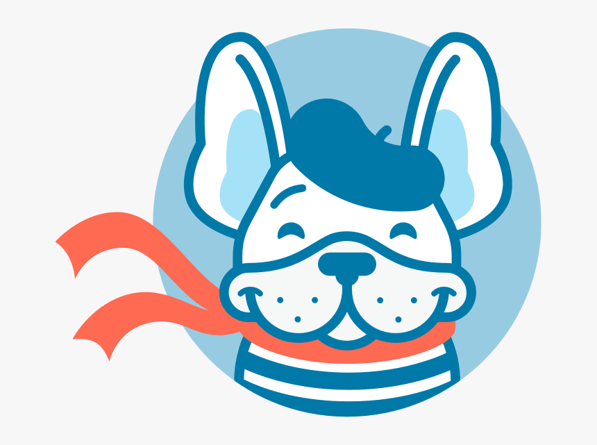 Oui Mascot - French Bulldog With Beret Clipart, HD Png Download, Free Download