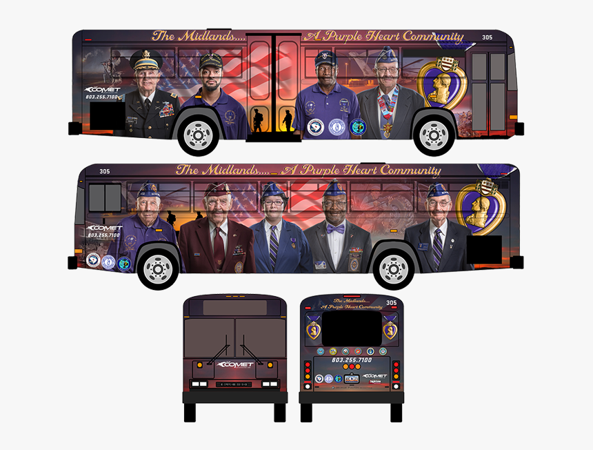 Final Rendering - Comet Purple Heart Bus Columbia Sc, HD Png Download, Free Download