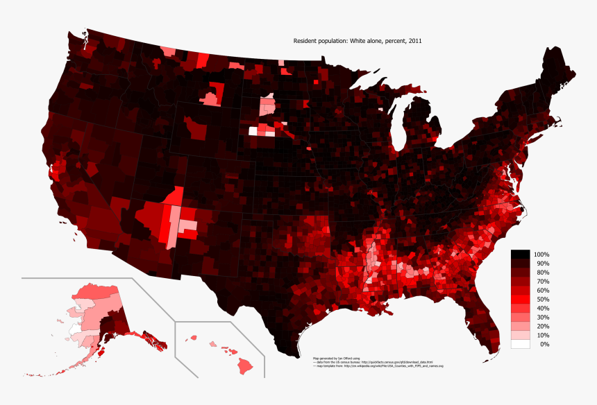 White Population In Us Map, HD Png Download, Free Download