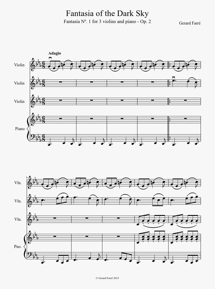 Fantasia Of The Dark Sky Sheet Music Composed By Gerard - Vois Sur Ton Chemin Flute, HD Png Download, Free Download