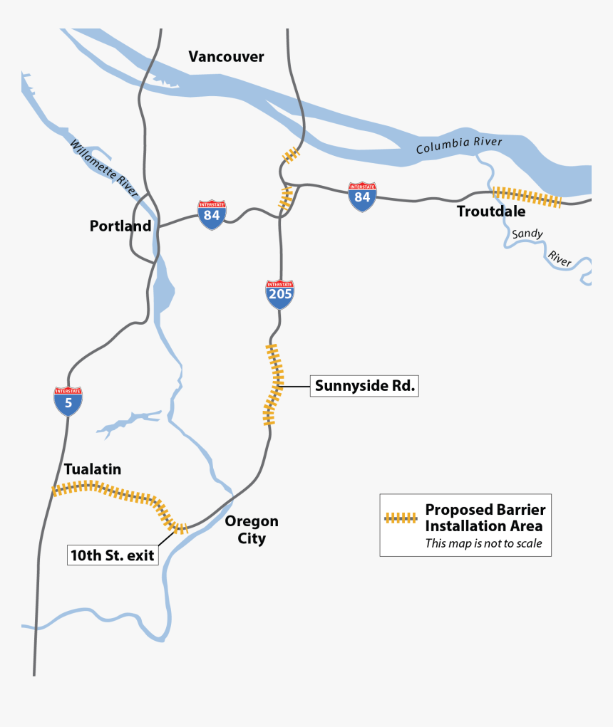 Portland Map Exit 8 To 205, HD Png Download, Free Download