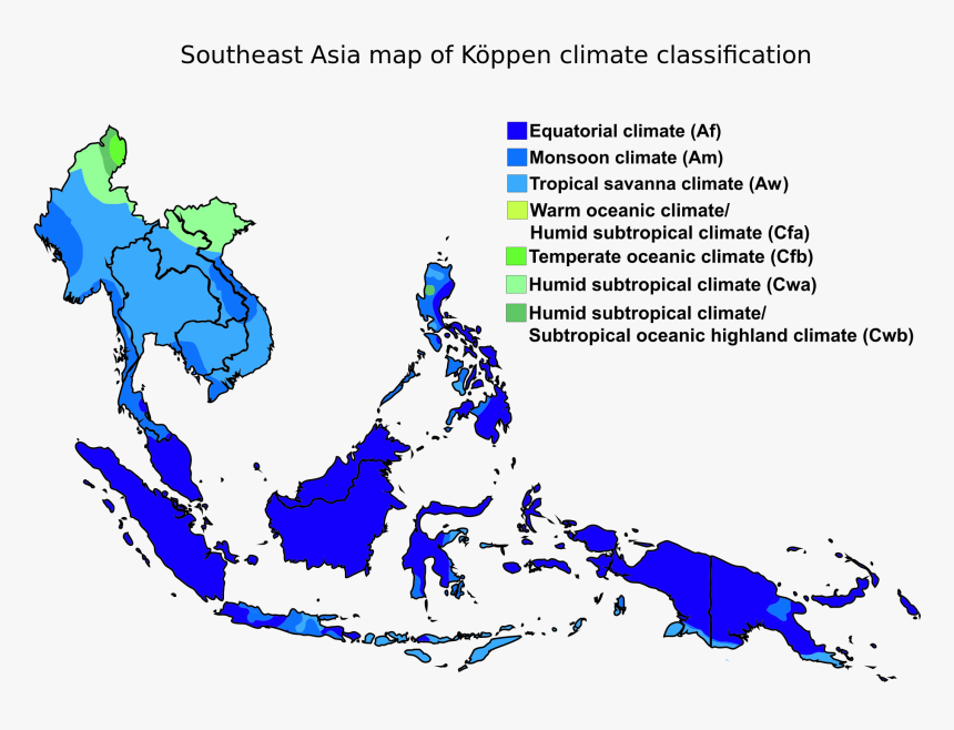 Southeast Asia Map Of Köppen Climate Classification - Mga Bansa Sa Southeast Asia, HD Png Download, Free Download