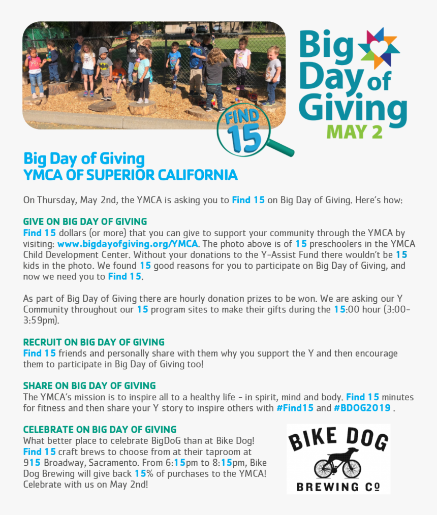 Big Day Of Giving Ymca Of Superior California On Thursday, - Flyer, HD Png Download, Free Download