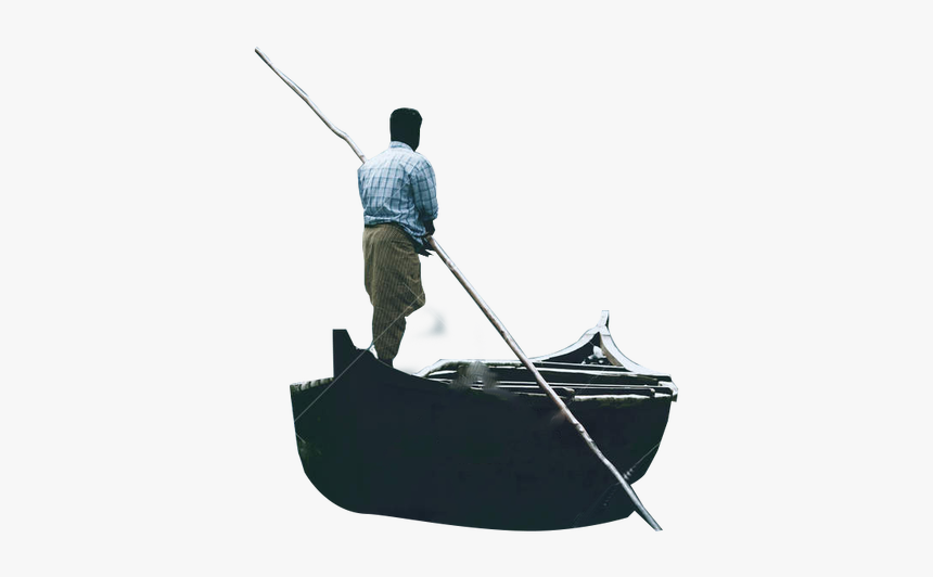 Man Riding Boat Fog Early Morning Boating Lake Hug - Boat With Man Png, Transparent Png, Free Download