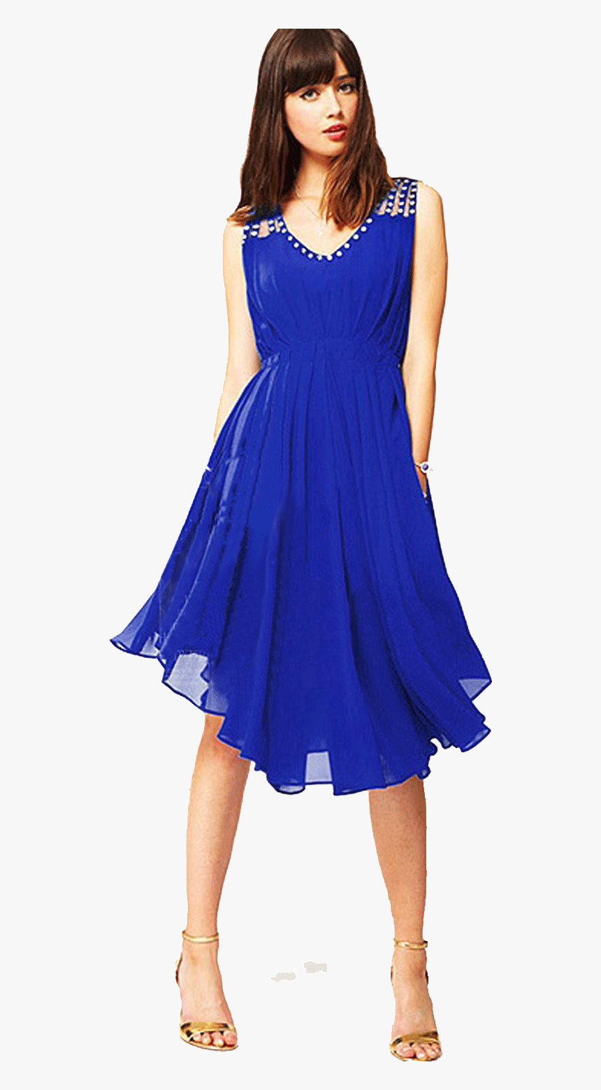 Knee Length Chiffon Dresses For Women, HD Png Download, Free Download