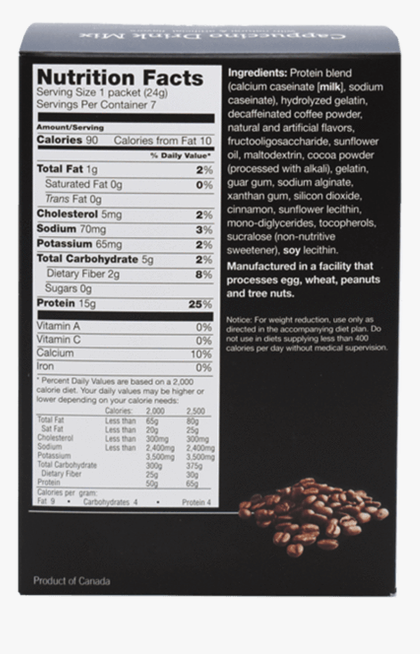 Proti Fit Decaf Cappuccino - Nutrition Facts Fiber Of Vegetable Soup, HD Png Download, Free Download
