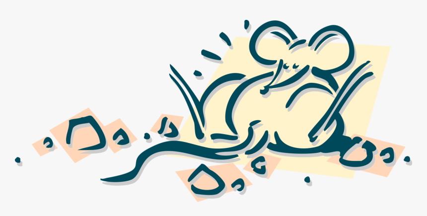 Vector Illustration Of Rodent Mouse Gorged On Cheese - Calligraphy, HD Png Download, Free Download