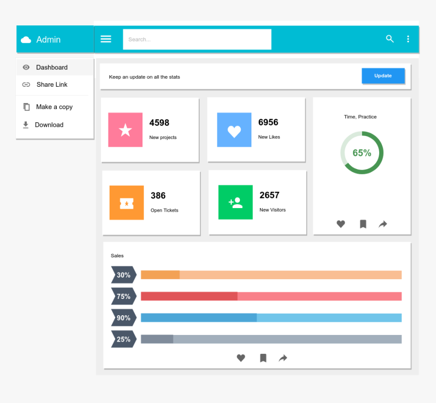 Administration Dashboard - Wireframe Design For Admin, HD Png Download, Free Download