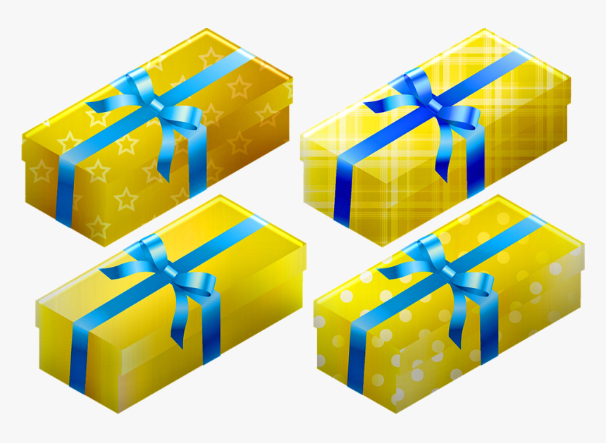 Gifts, Presents, Yellow And Blue, Isometric, Birthday - Box, HD Png Download, Free Download