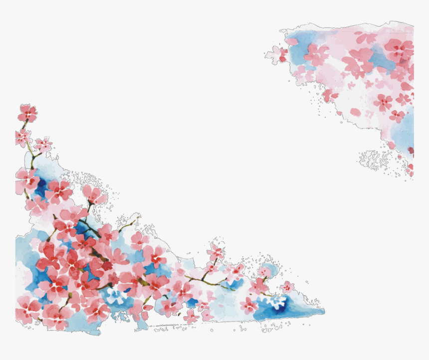 Ftestickers Watercolor Flowers Frame Borders Pink - Watercolor Flower Border In Png, Transparent Png, Free Download